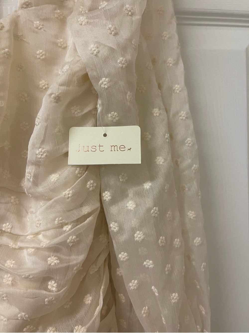 Cream Sweetheart Swiss Dot Sleeve Mini Dress