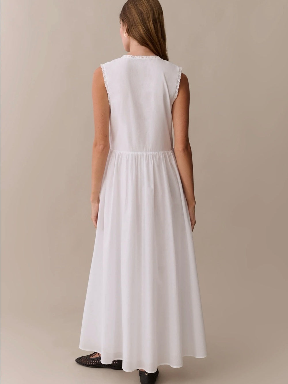 kourt Sonnet White Eyelet Cotton Maxi Dress