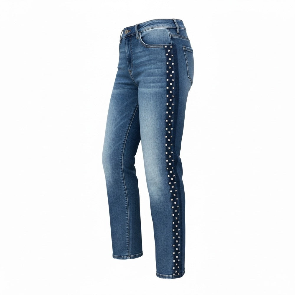 Nina Rossi Studded Wide-Leg Jeans