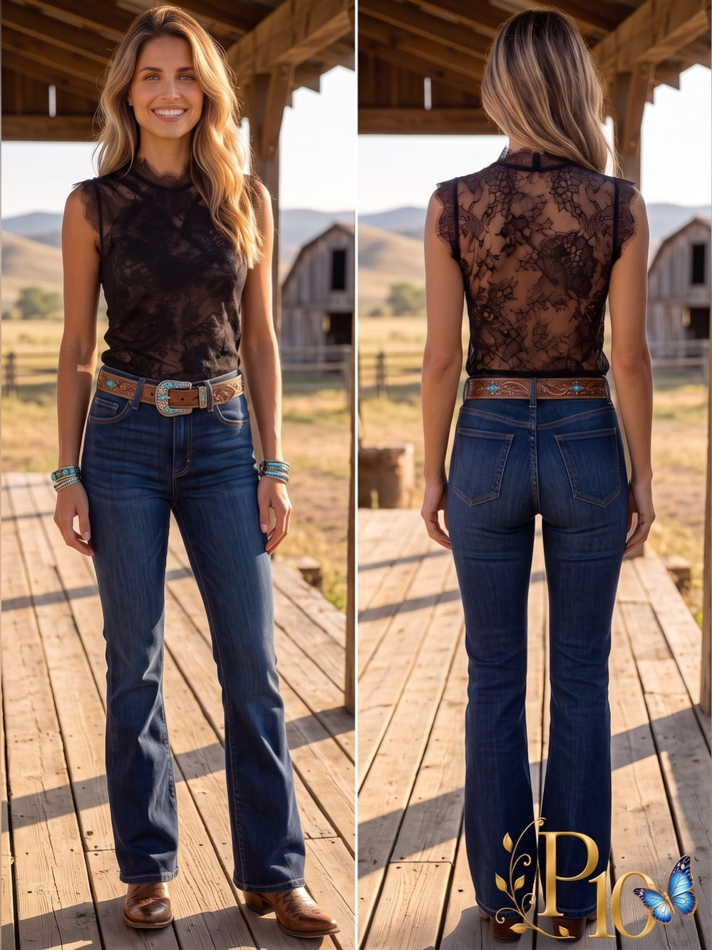 o.p.t Clarissa Black Sheer Lace High-Neck Top