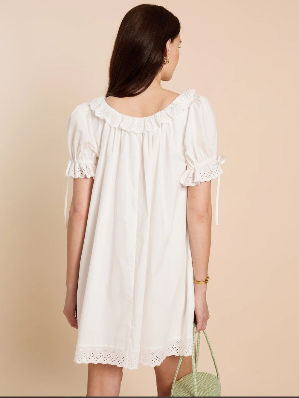 kourt Juliet White Cotton Eyelet Mini Dress