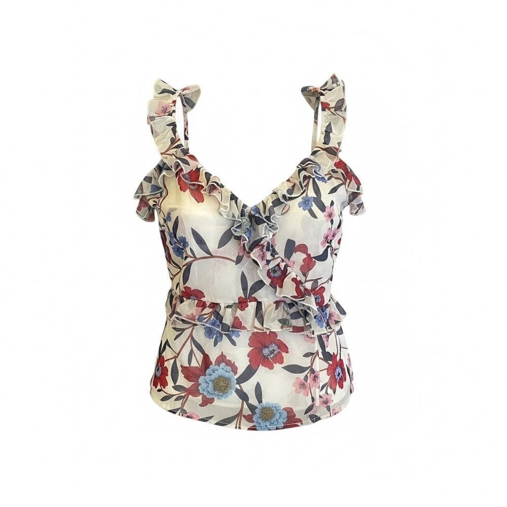 French Connection Floral Ruffle Blouse