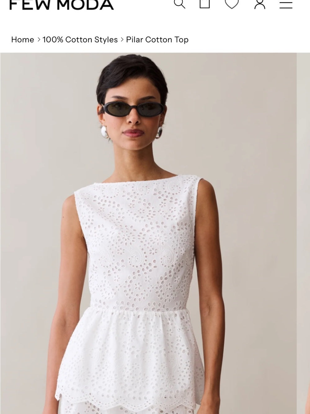 o.p.t Pilar White Cotton Eyelet Top