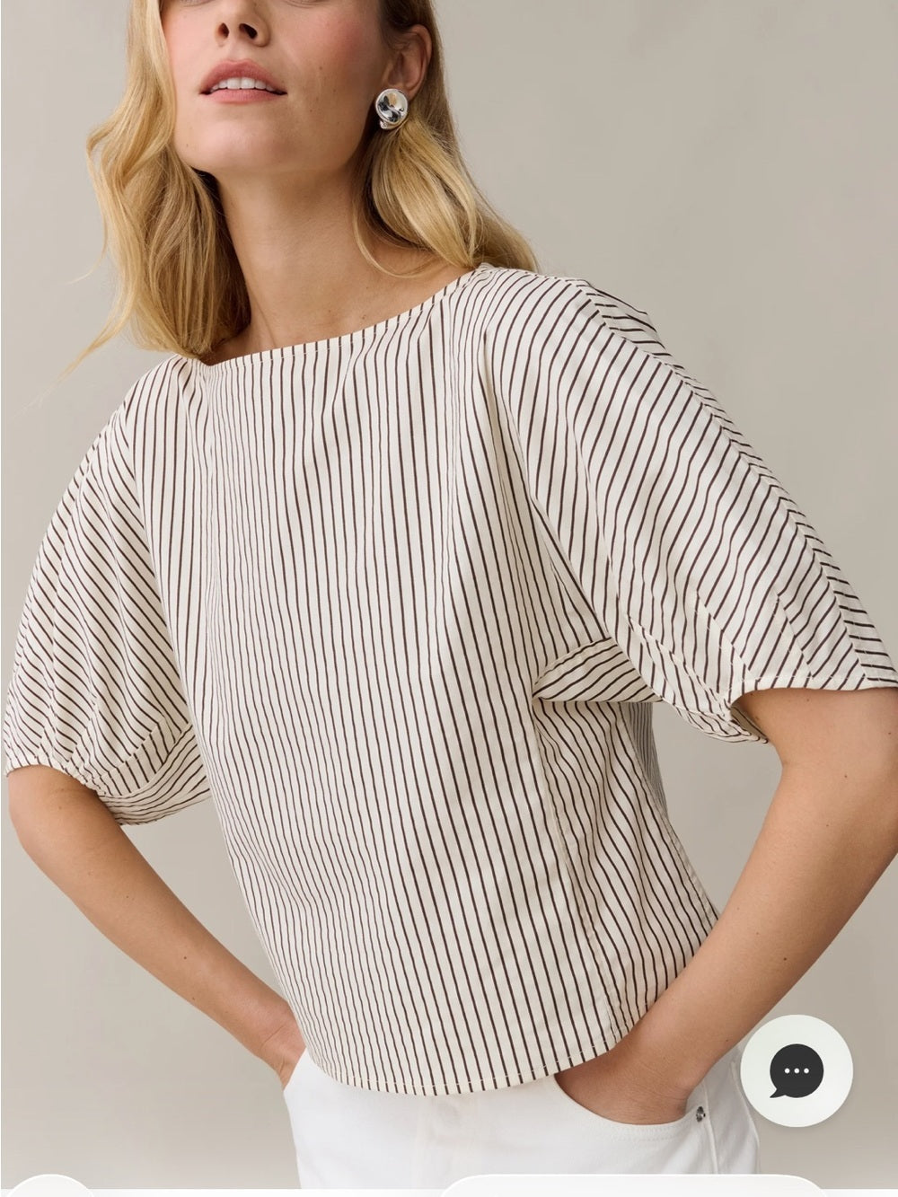 CAARA Winnie Cream and Brown Striped Top