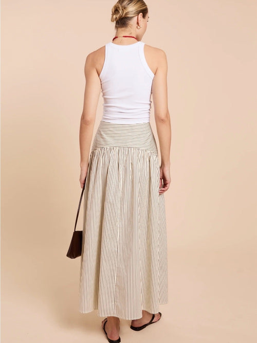 CAARA Vashti Cream and Brown Striped Maxi Skirt