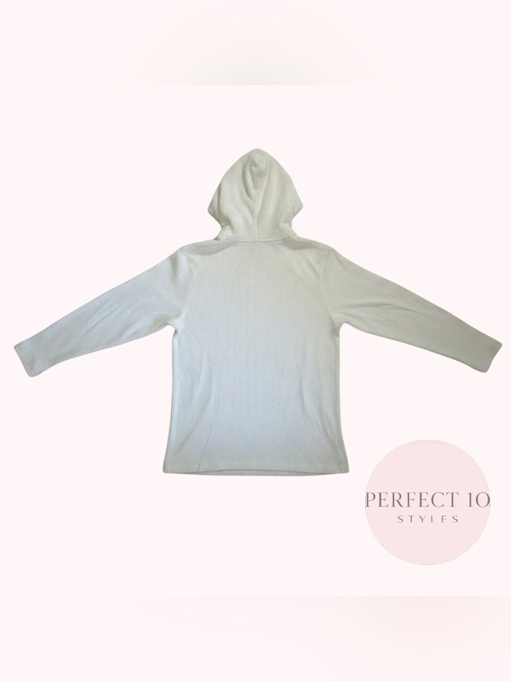 Kenneth Cole White Waffle Knit Henley Hoodie