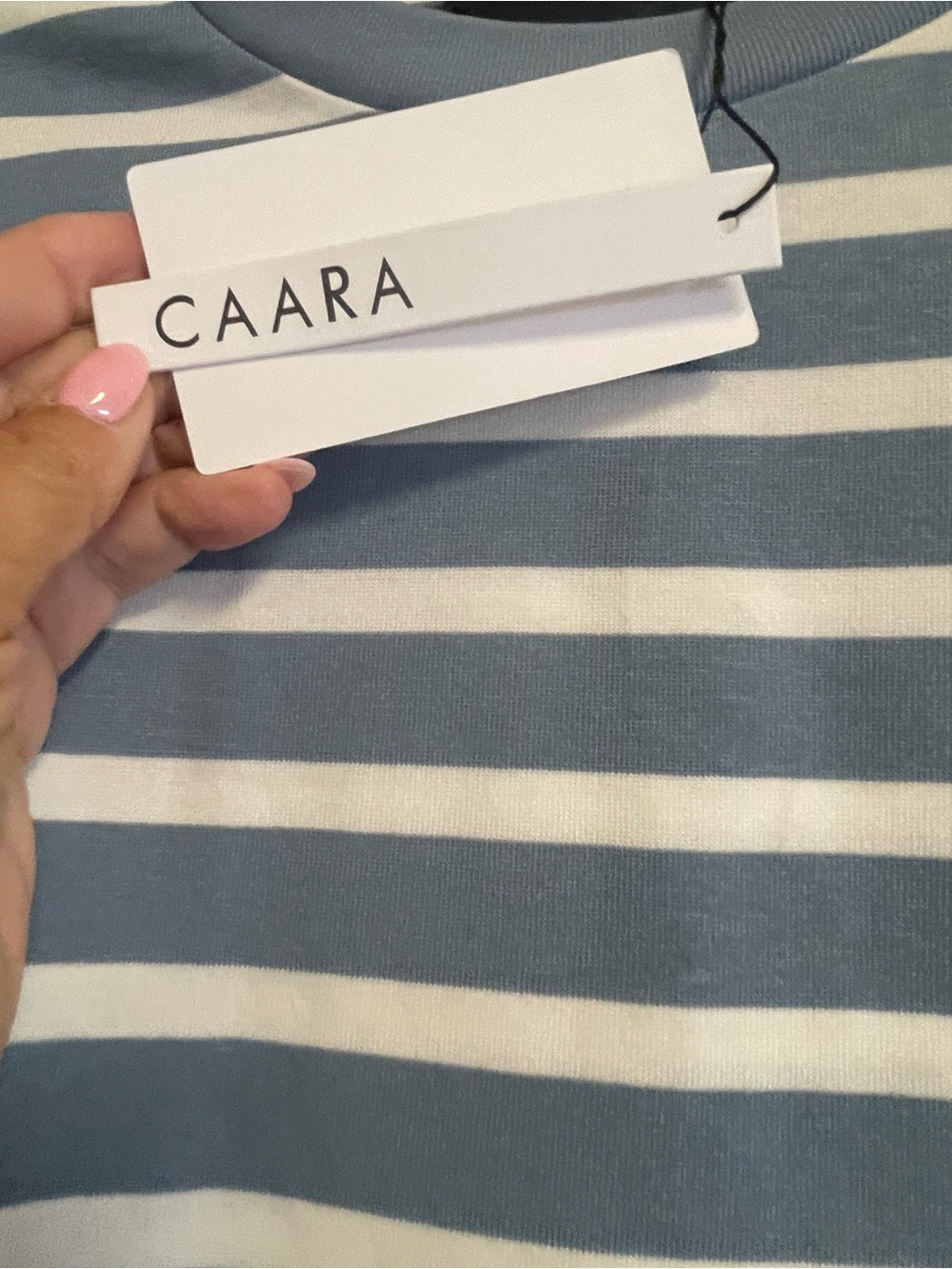 Blue and White Striped Oversized Long Sleeve Top