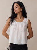 Sorella Violetta White Cotton Lace Pintuck Top