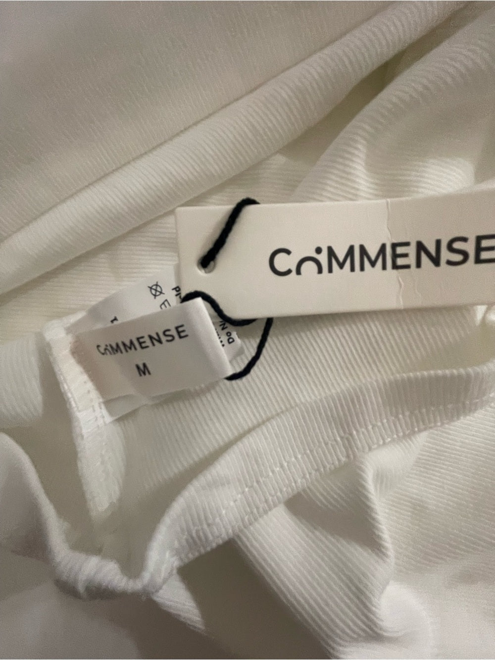 Commense White Asymmetrical Ribbed Tank Top