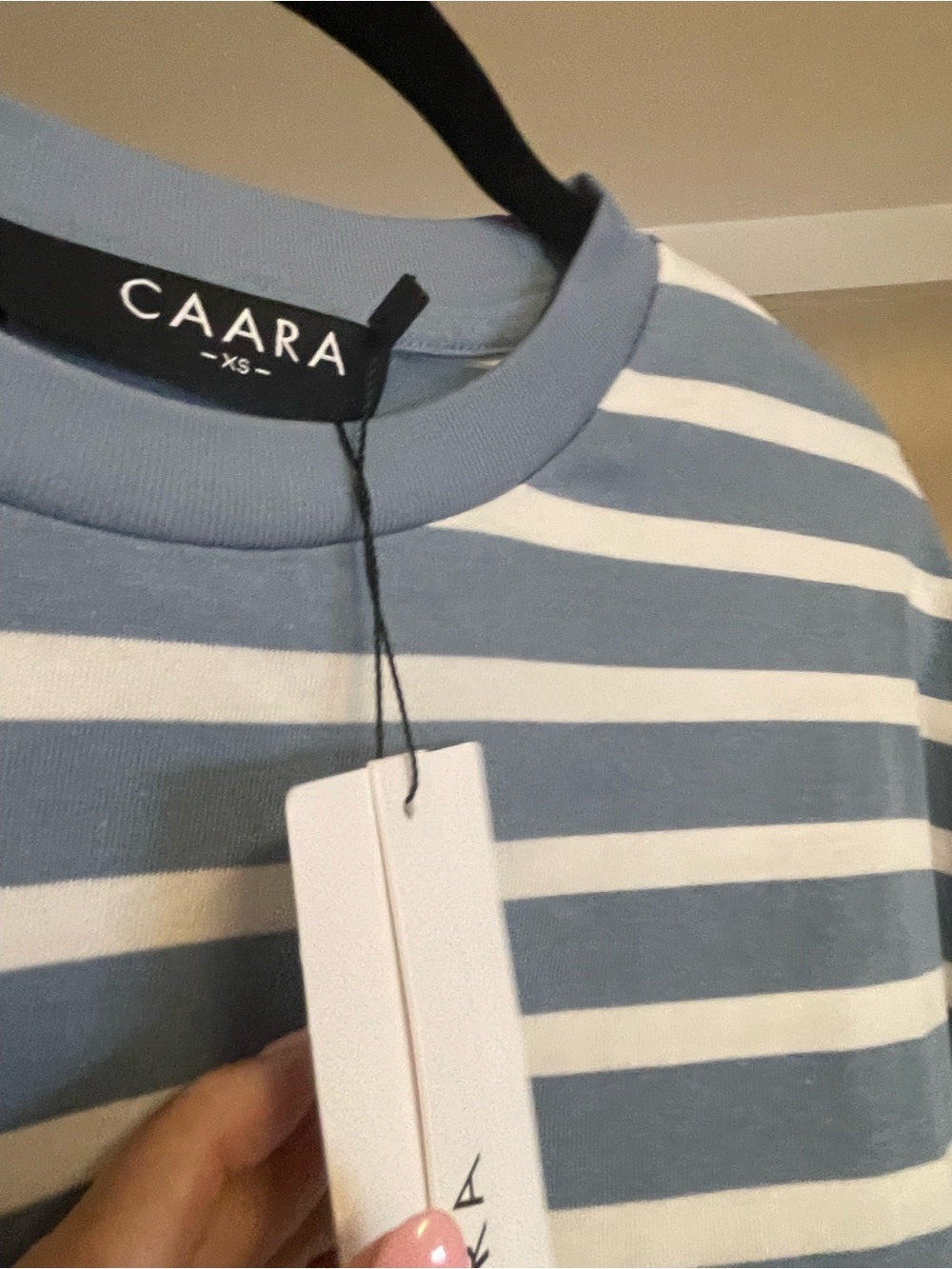 Blue and White Striped Oversized Long Sleeve Top