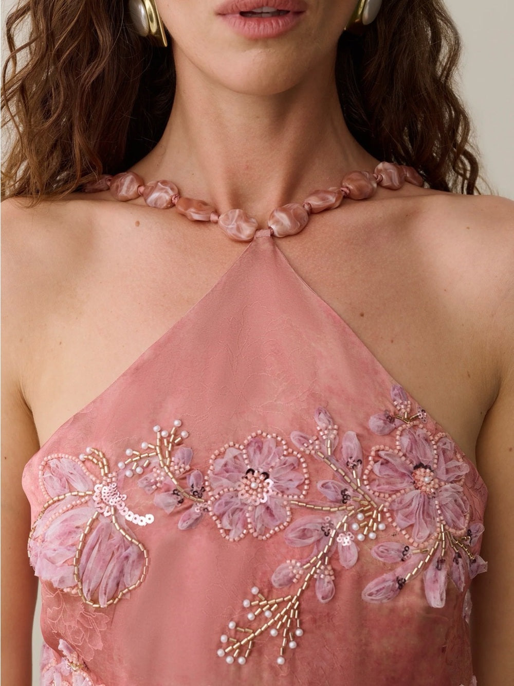 o.p.t Kayda Calida Flor Embellished Halter Maxi Dress