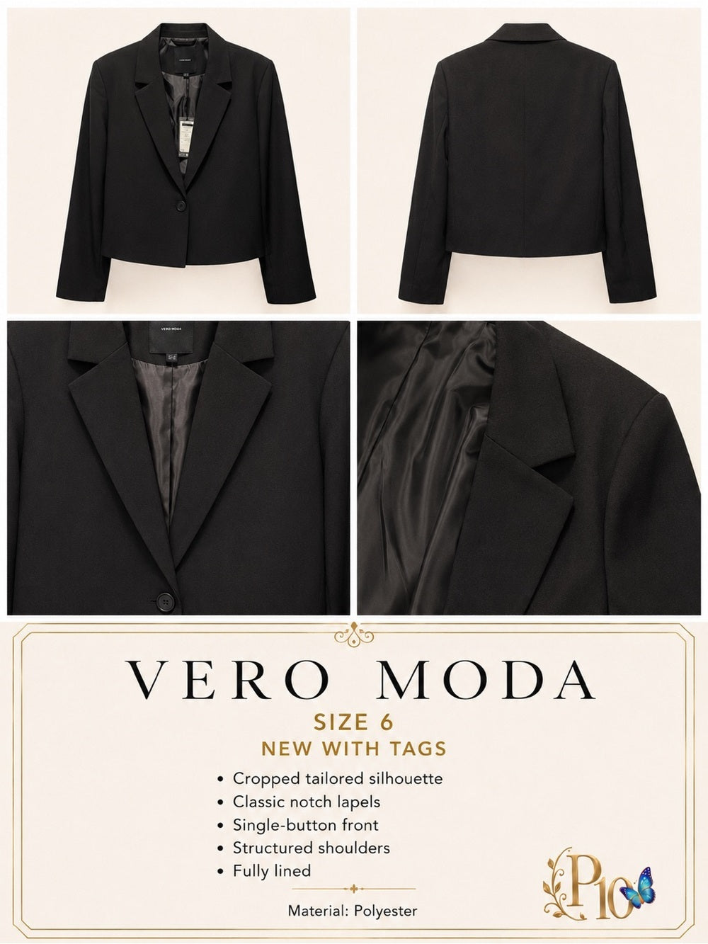 Vero Moda Black Cropped Tailored Blazer