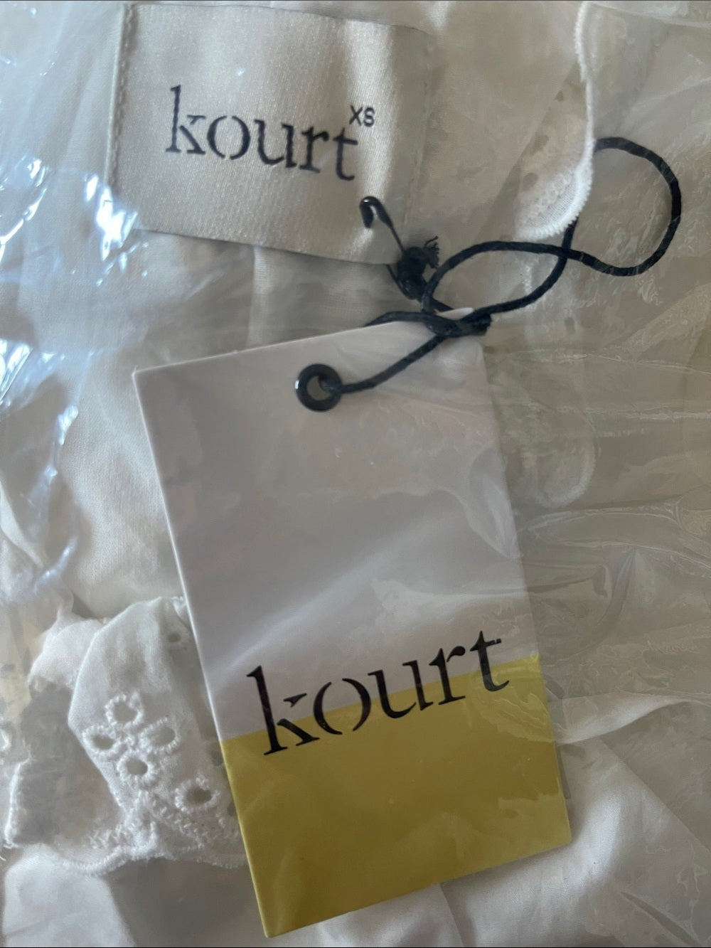 kourt Juliet White Cotton Eyelet Mini Dress