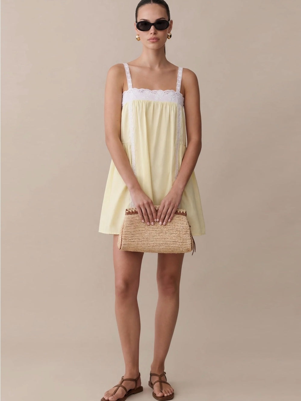 kourt Florence Butter Yellow Cotton Lace Dress