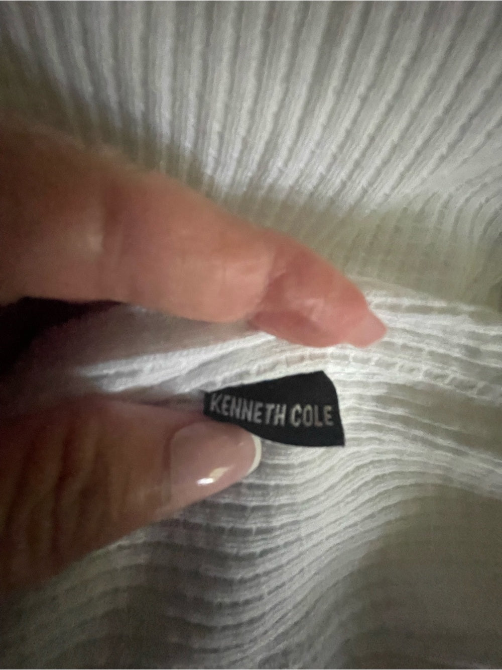 Kenneth Cole White Waffle Knit Henley Hoodie