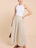 CAARA Vashti Cream and Brown Striped Maxi Skirt