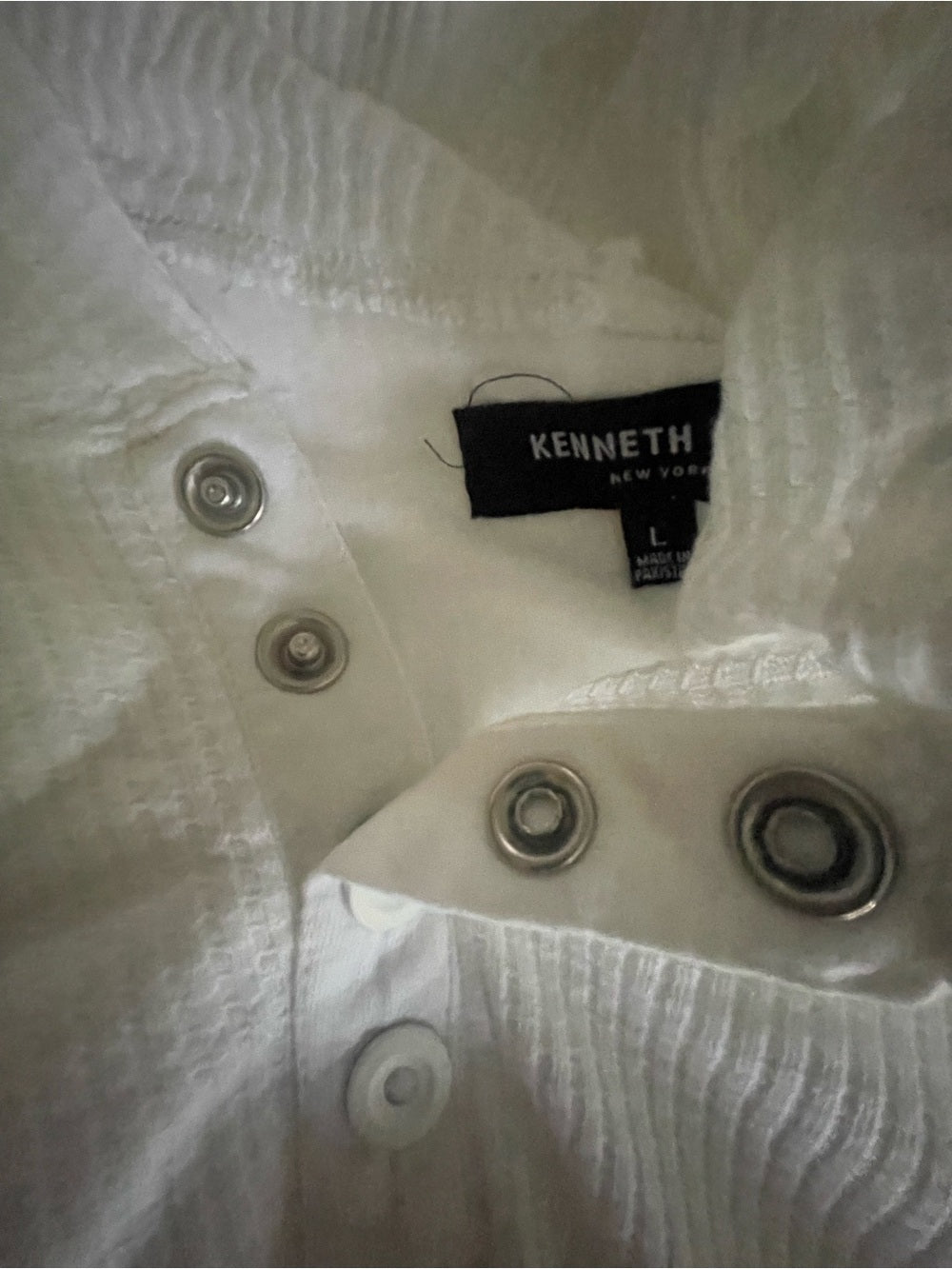 Kenneth Cole White Waffle Knit Henley Hoodie
