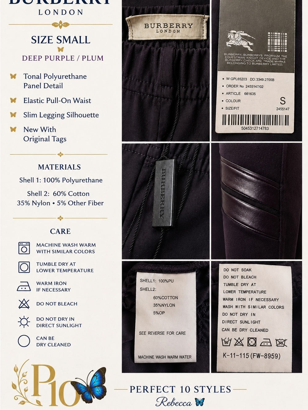Burberry London Plum Purple Leggings