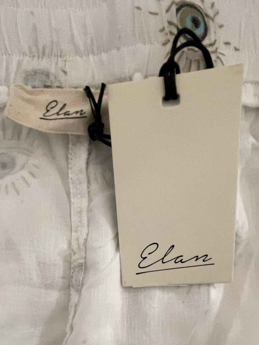 ELAN White Cotton Evil Eye Print Shorts