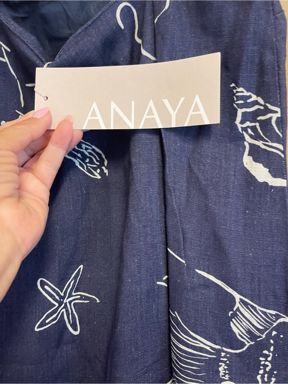 ANAYA Bowie Navy Linen Blend Mini Dress