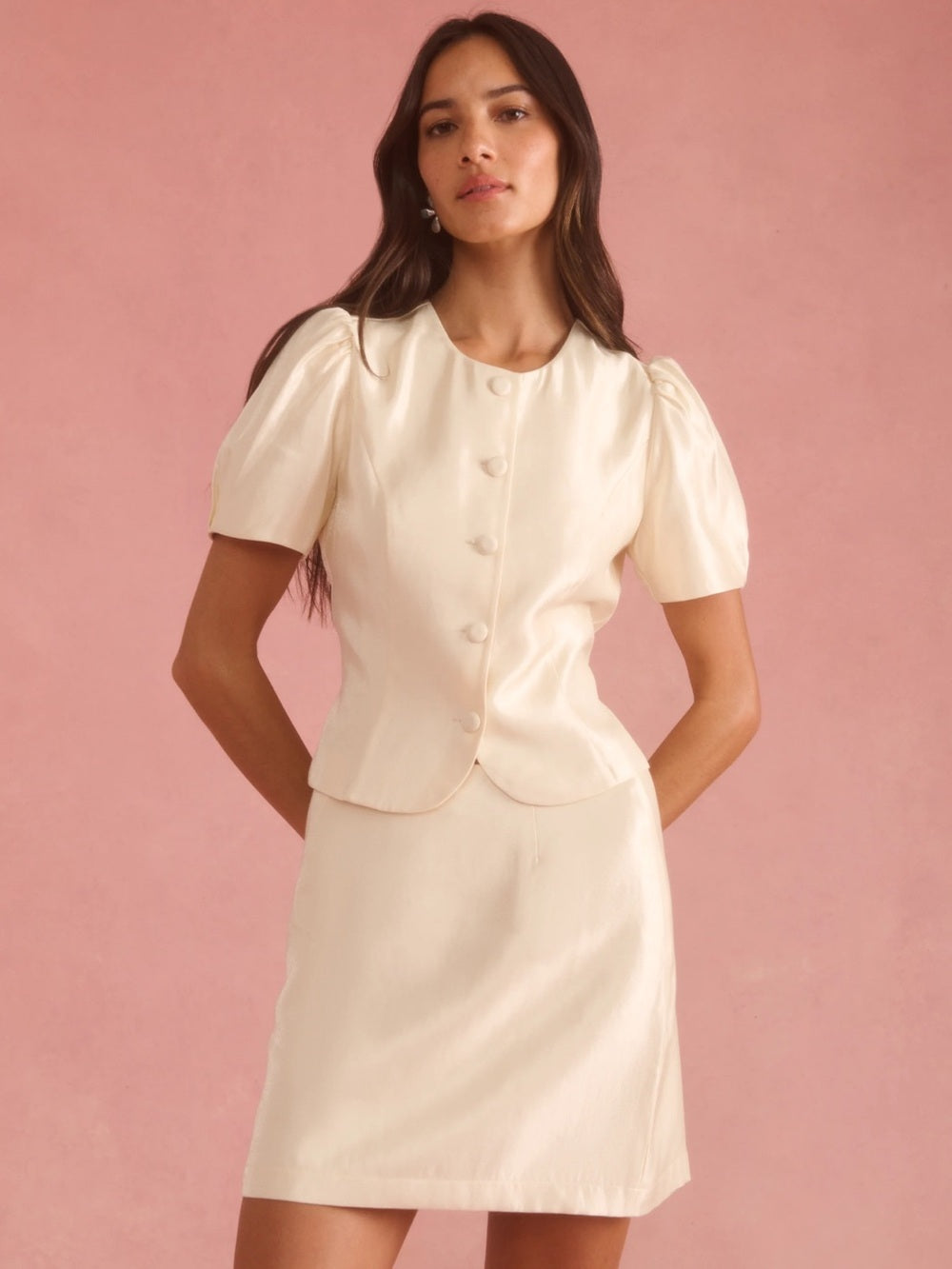 kourt Cambria Cream Two-Piece Skirt Set