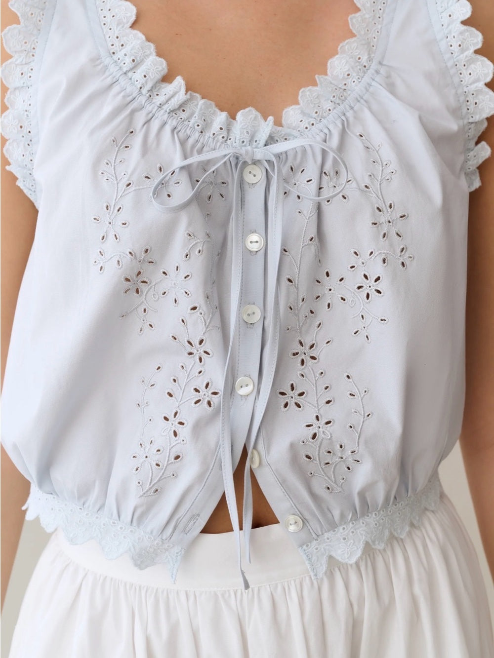 Sorella Atelier Shelby Alice Blue Eyelet Cotton Top