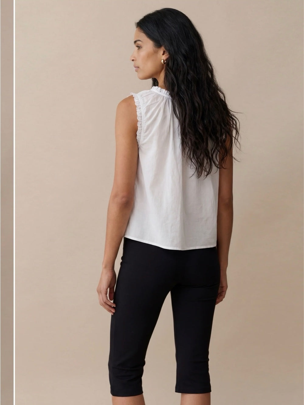 Sorella Violetta White Cotton Lace Pintuck Top