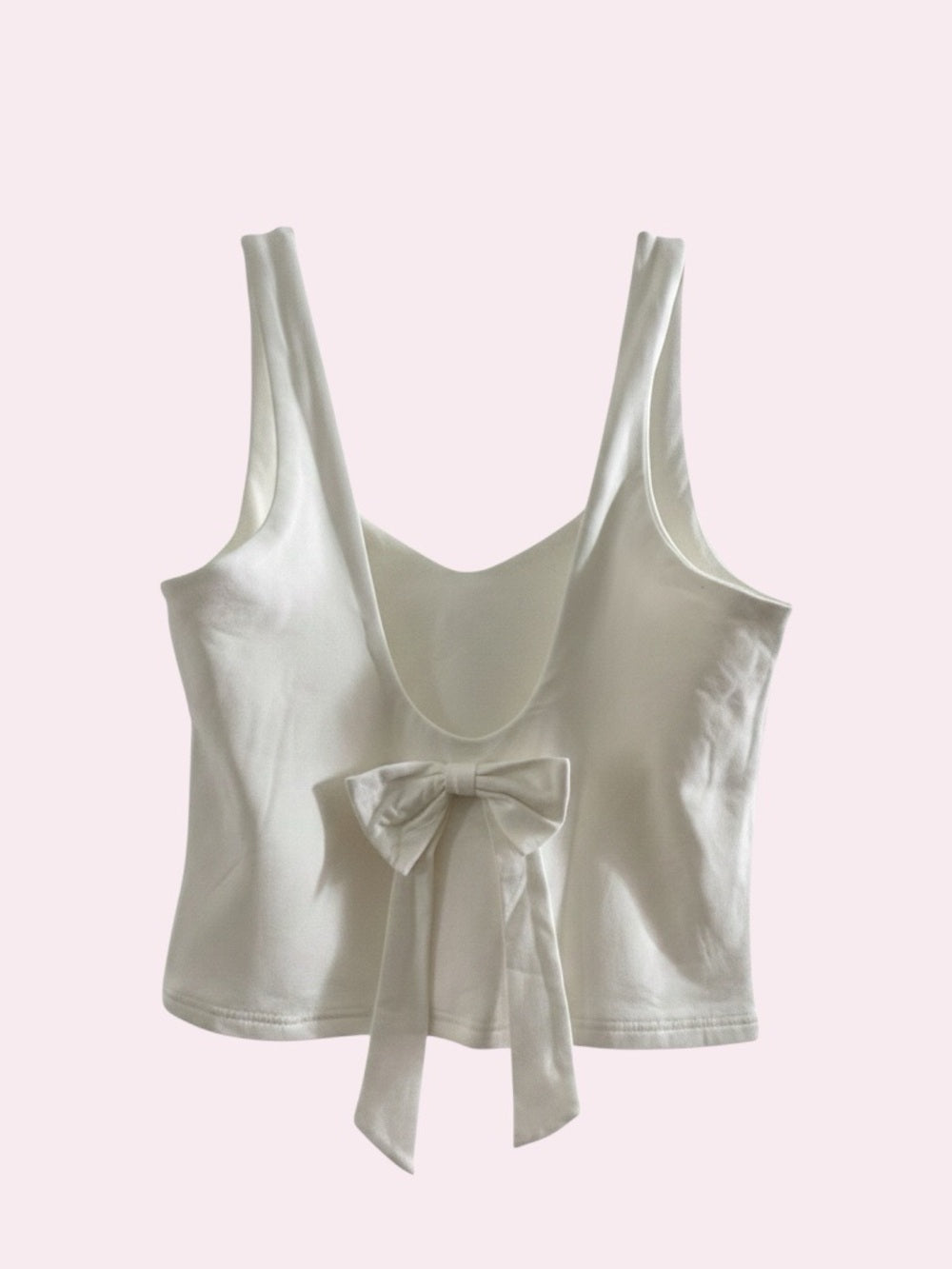 White Open-Back Bow Crop Top