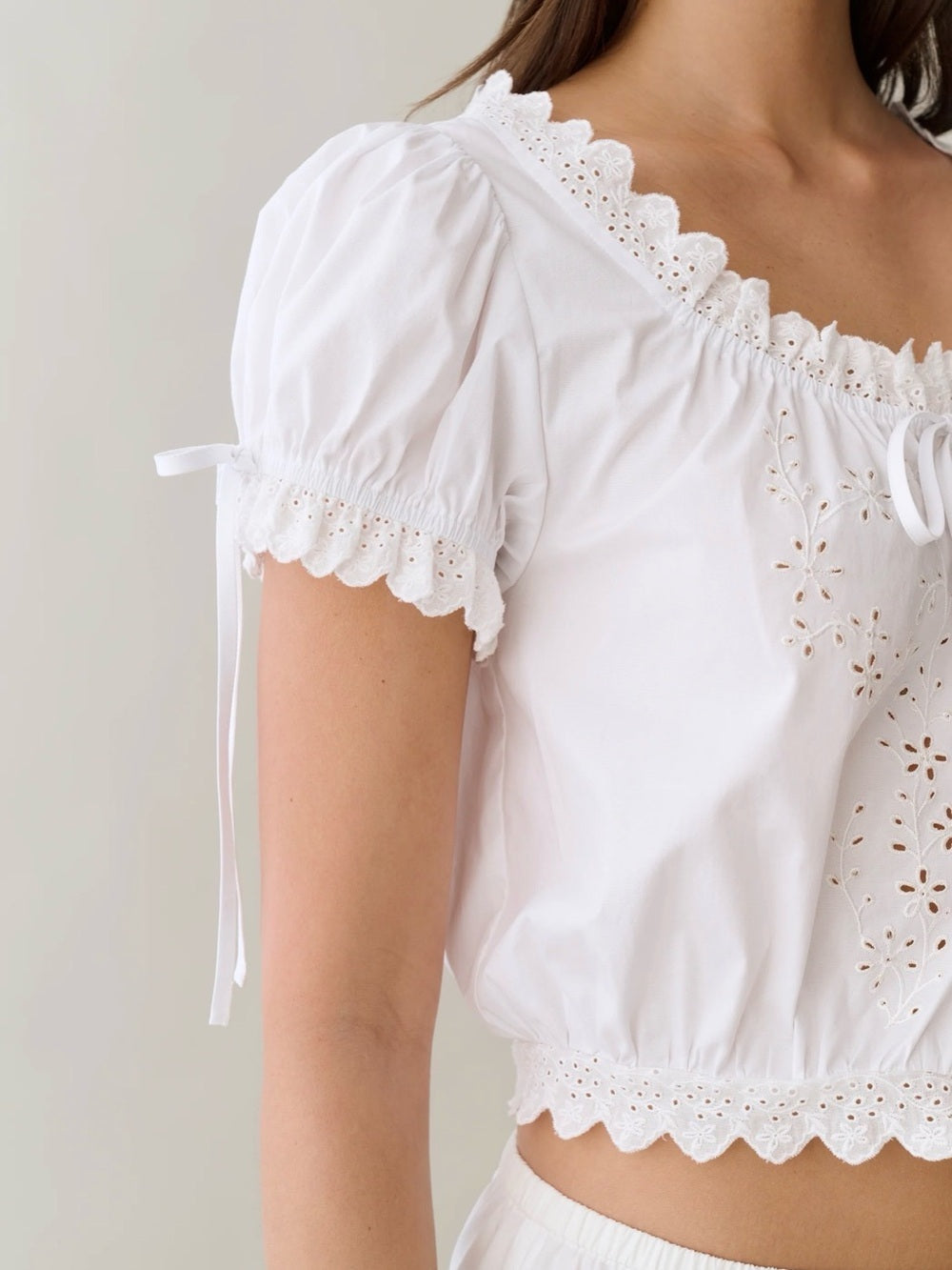 Sorella Atelier Wendy White Eyelet Cotton Top