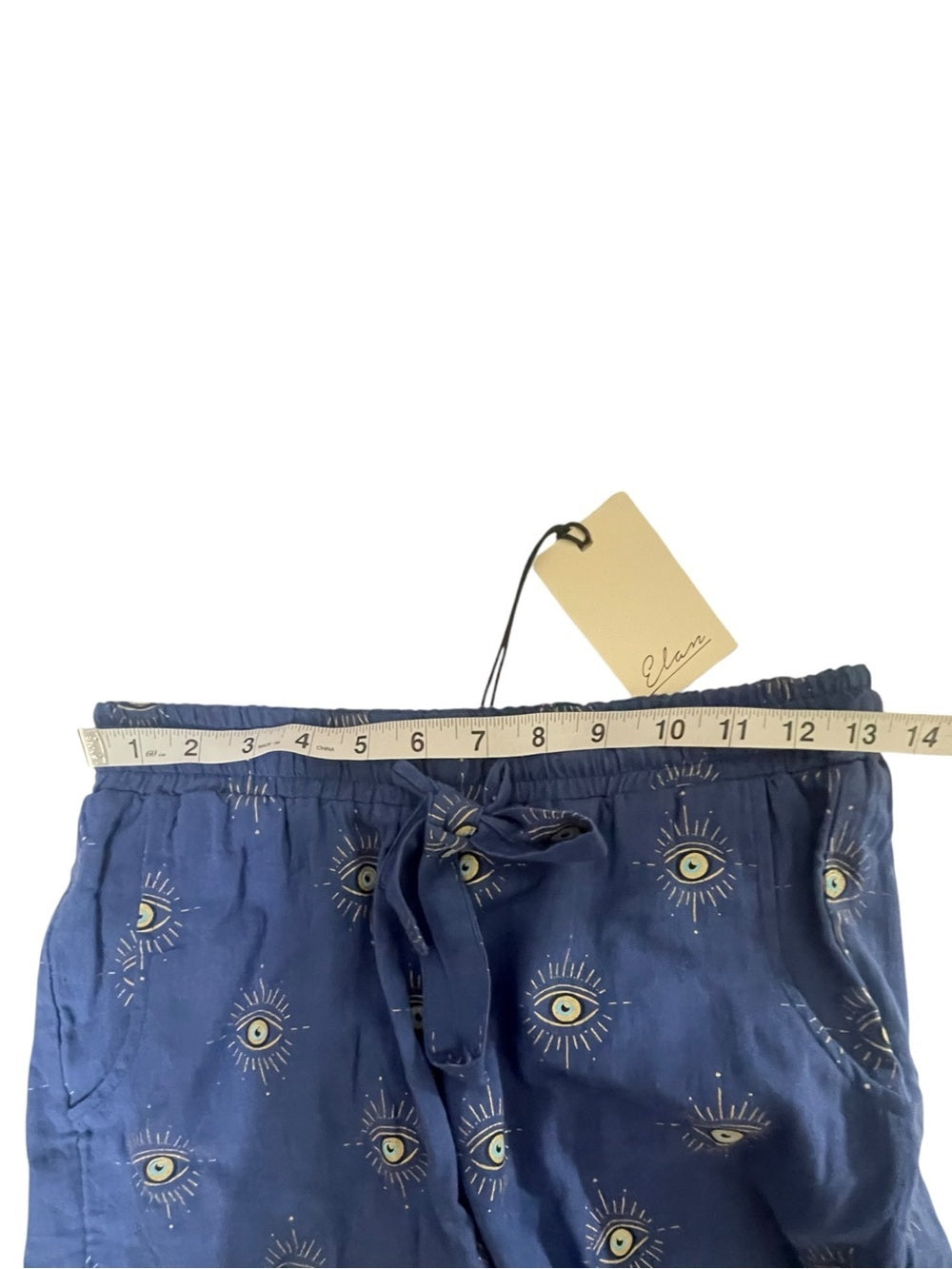 ELAN Blue Evil Eye Print Drawstring Shorts