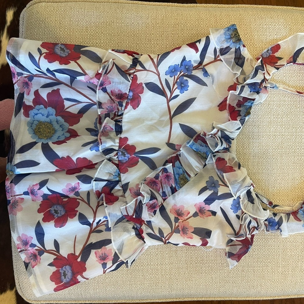 French Connection Floral Ruffle Blouse