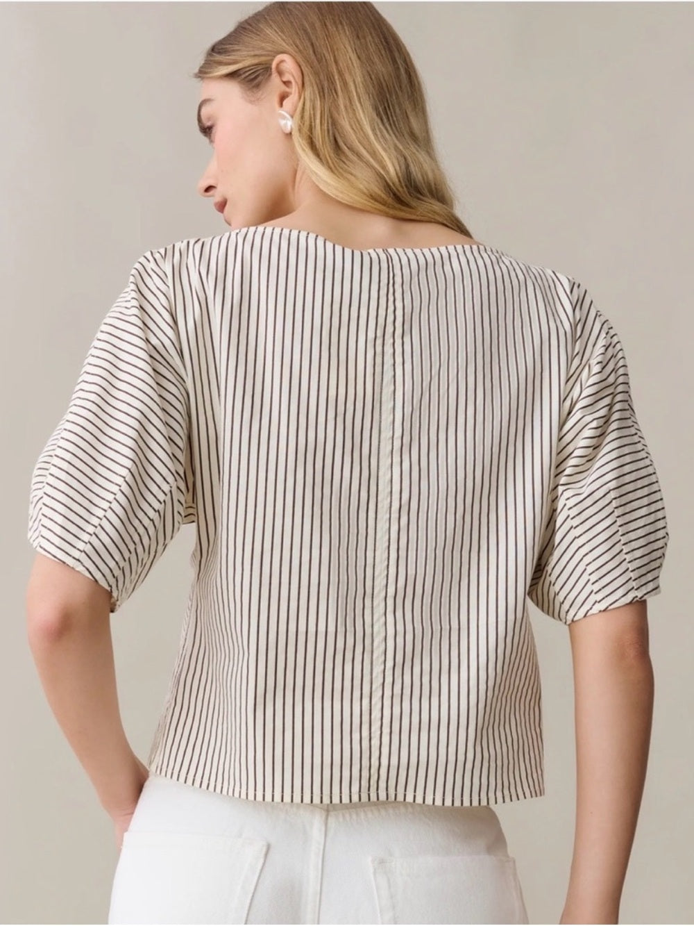 CAARA Winnie Cream and Brown Striped Top