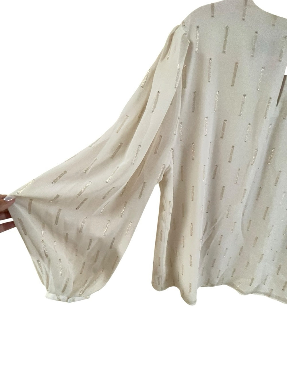 Ann Taylor Cream Blouse with Gold Detail