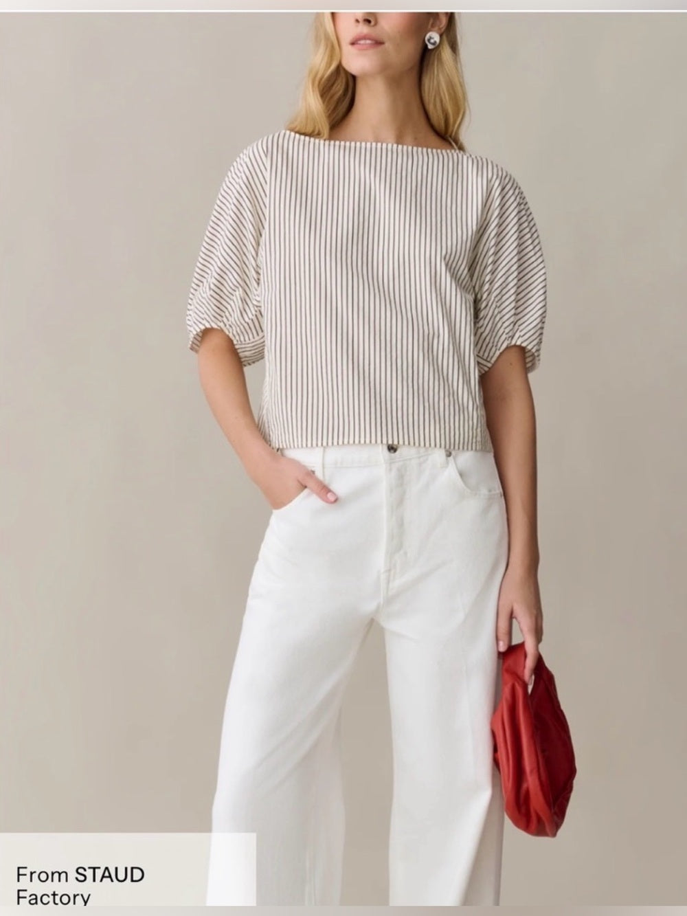 CAARA Winnie Cream and Brown Striped Top