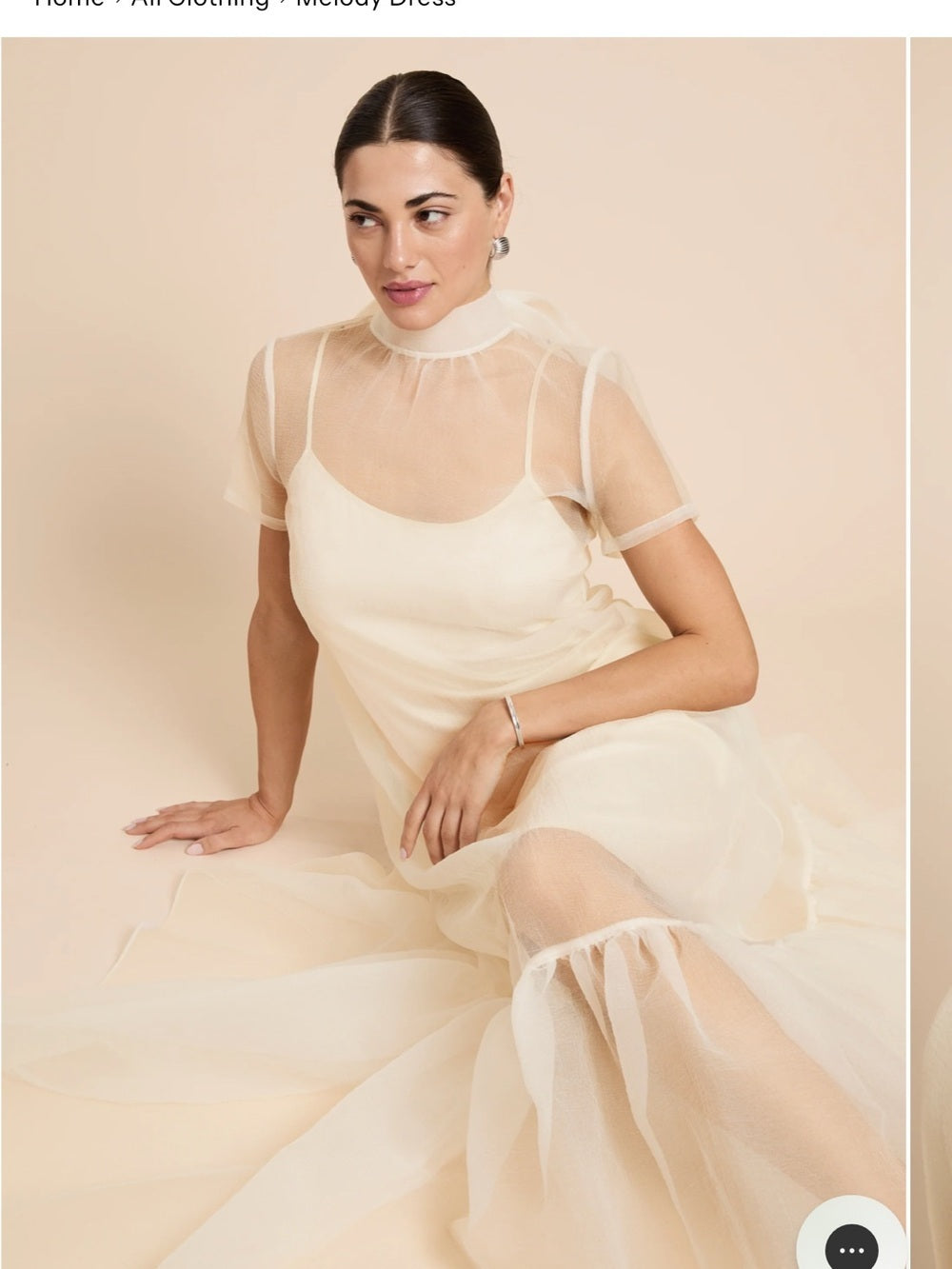 CAARA Melody Cream Organza Maxi Dress