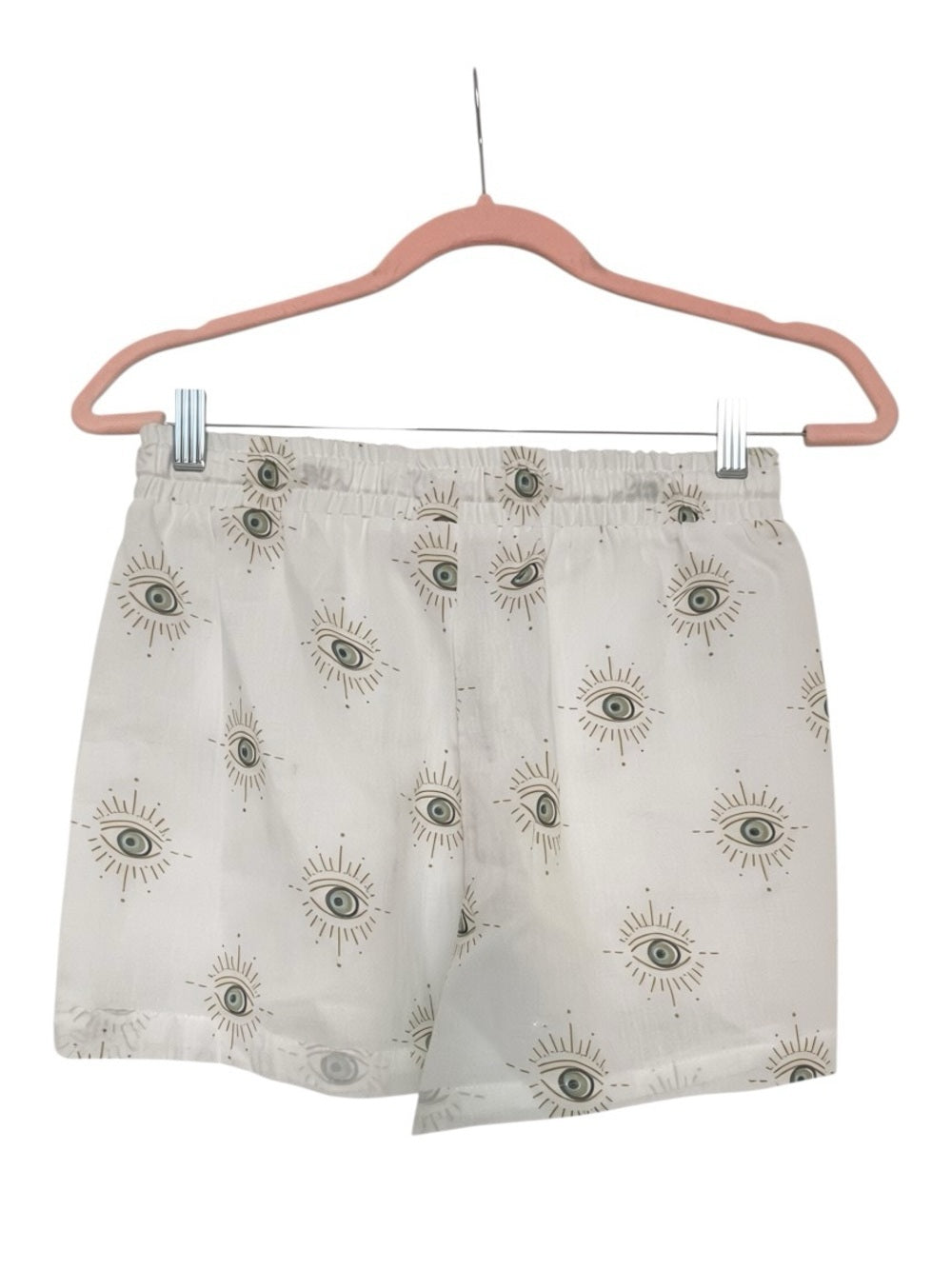 ELAN White Cotton Evil Eye Print Shorts