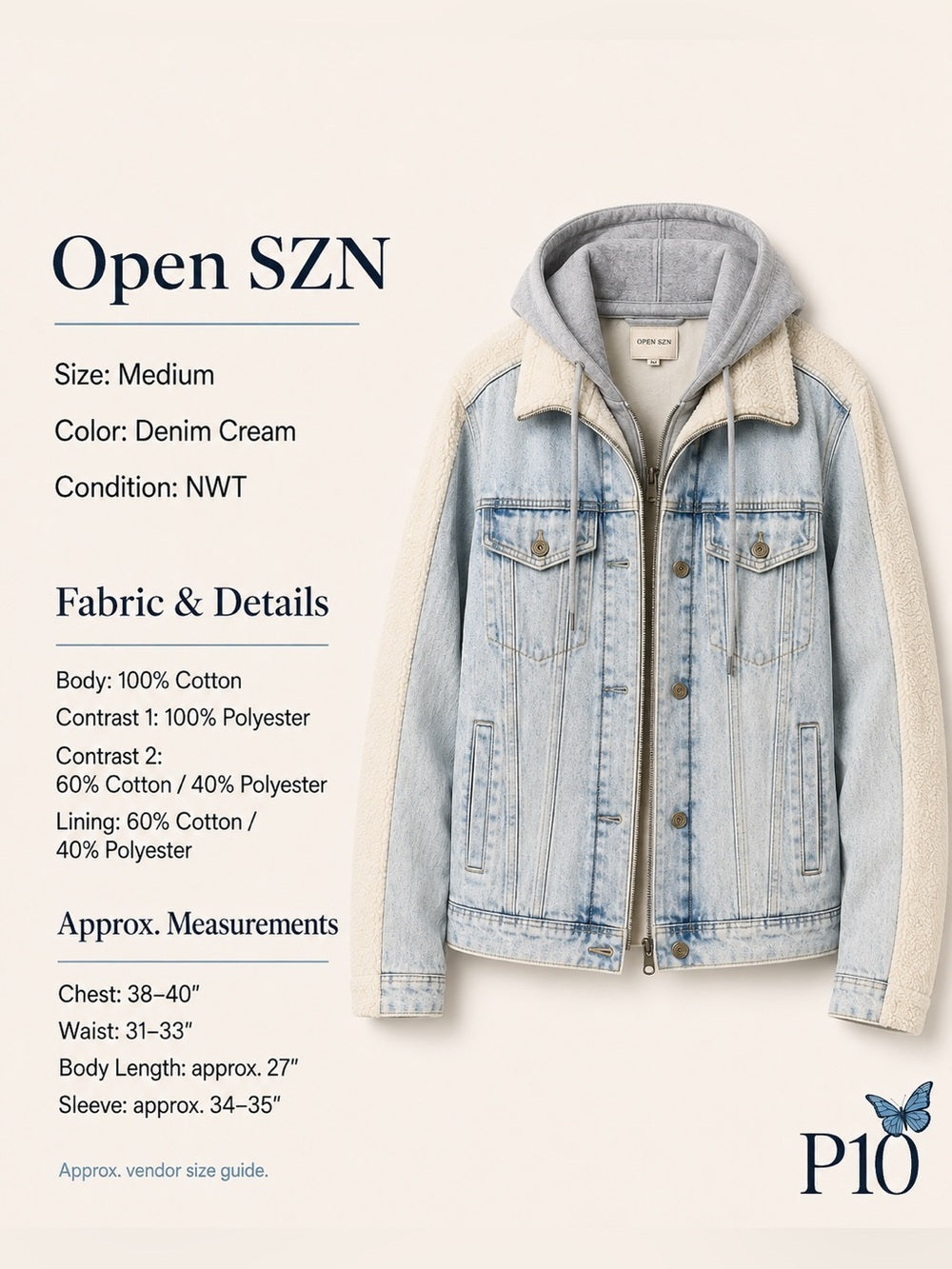 Open SZN Sherpa Denim Hooded Jacket