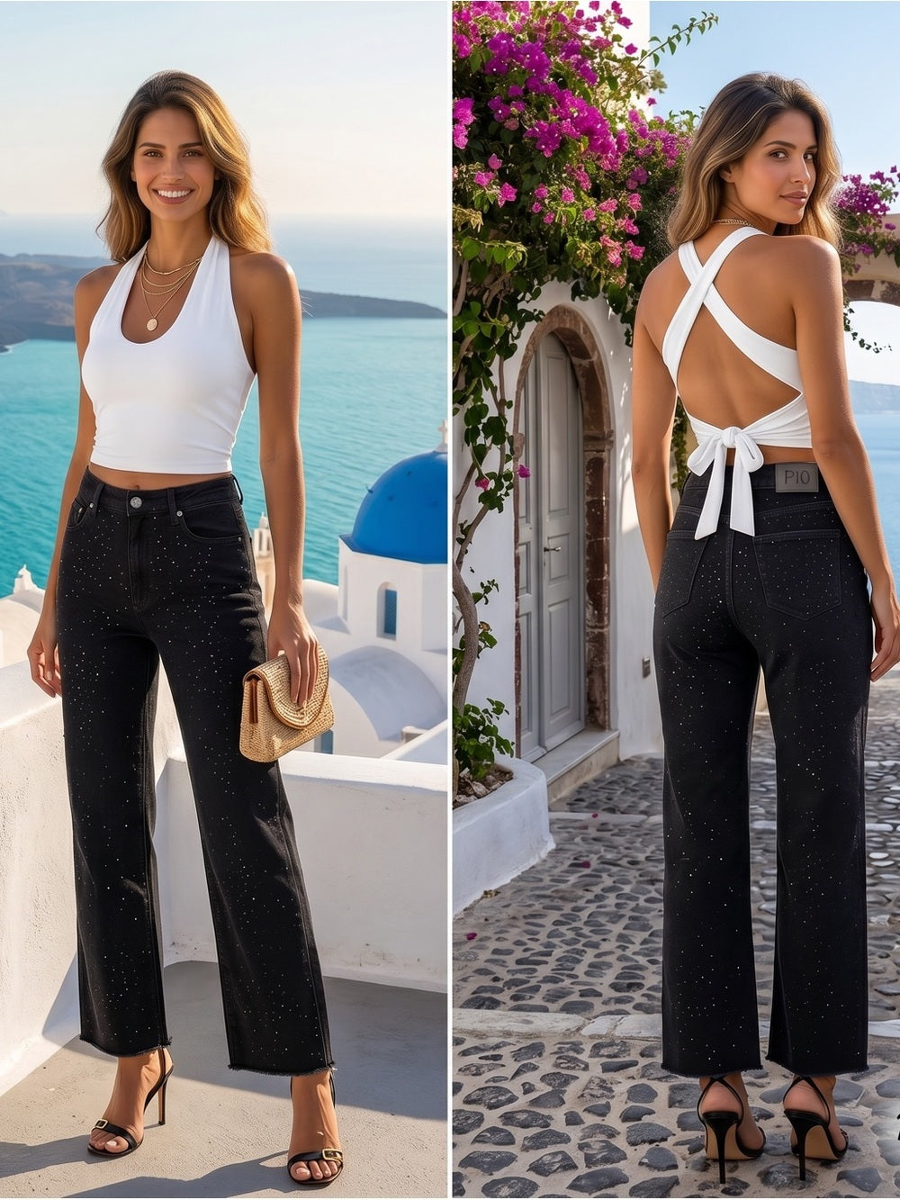 Balboa Black Rhinestone Stretch Jeans