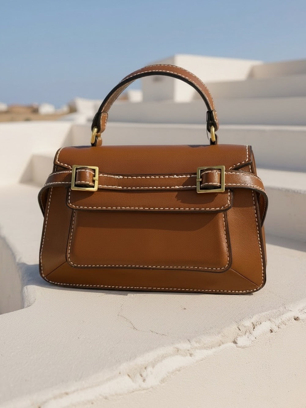 Zara Mini City Buckle Camel Brown Crossbody Bag
