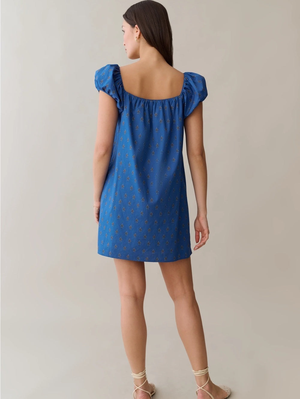 kourt Nya Blue Bijou Cotton Mini Dress
