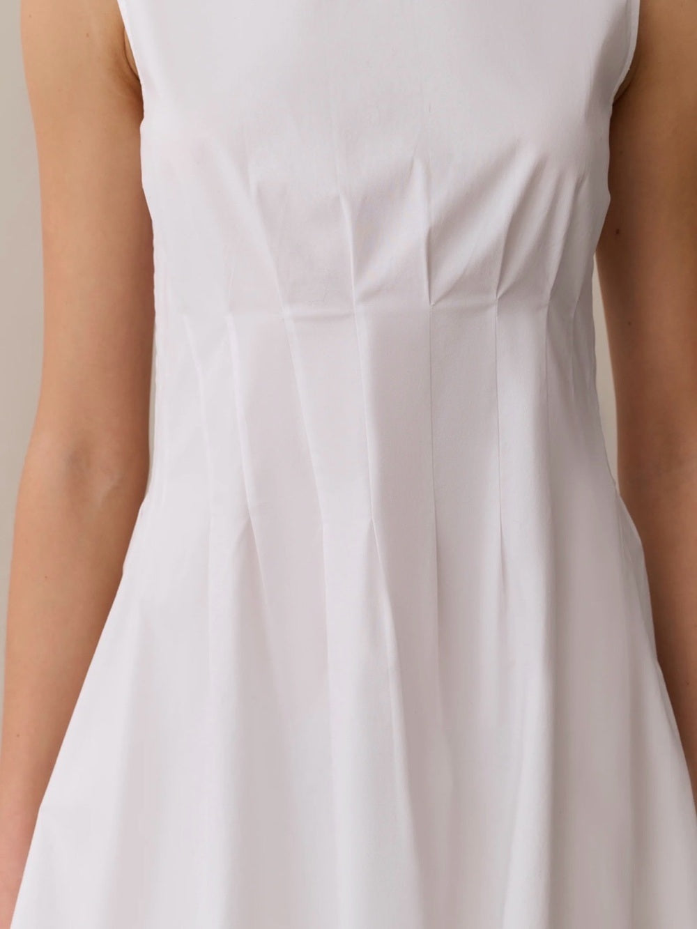 kourt Virginia White Cotton Pintuck Mini Dress