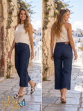 Judy Blue Braided Side Seam Cropped Wide-Leg Jeans