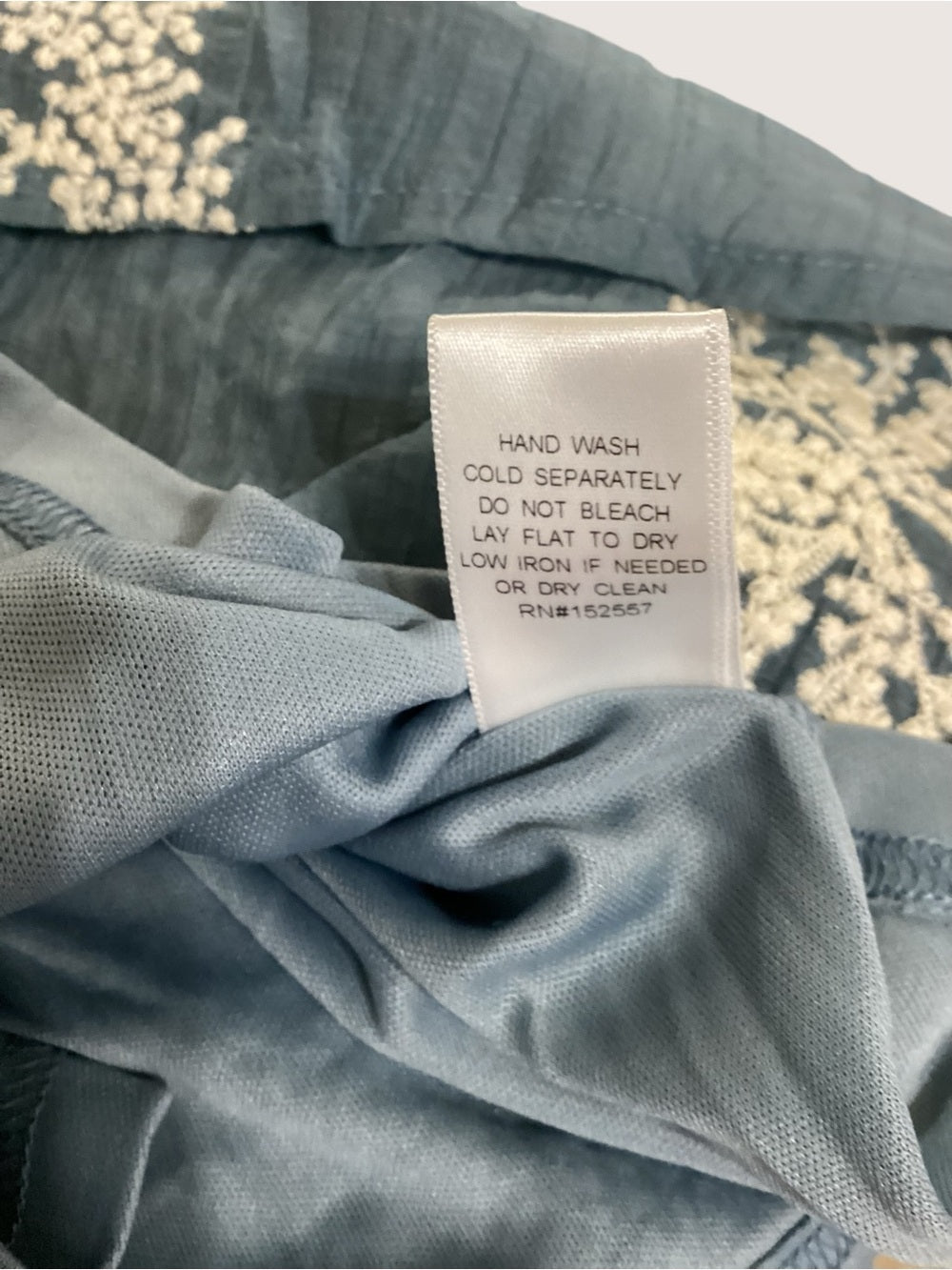 Polagram Blue Embroidered Smocked Blouse