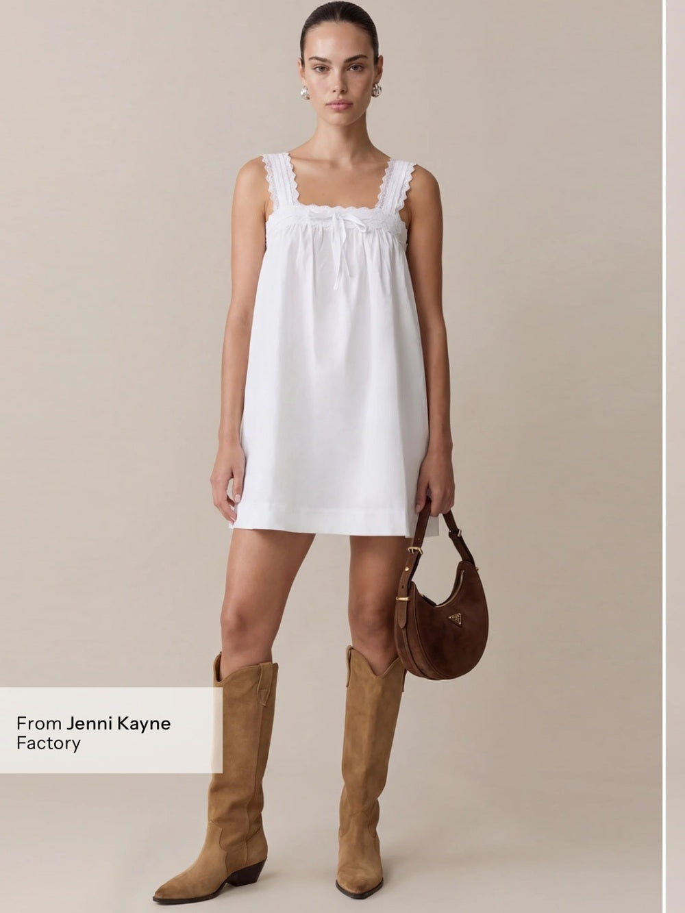 kourt Beverly White Cotton Lace Mini Dress