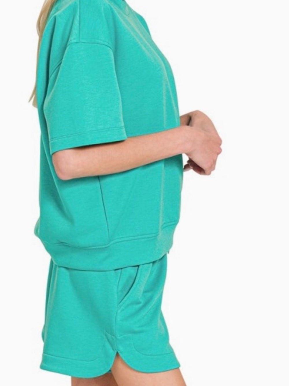 Zenana Turquoise Scuba Lounge Short Set
