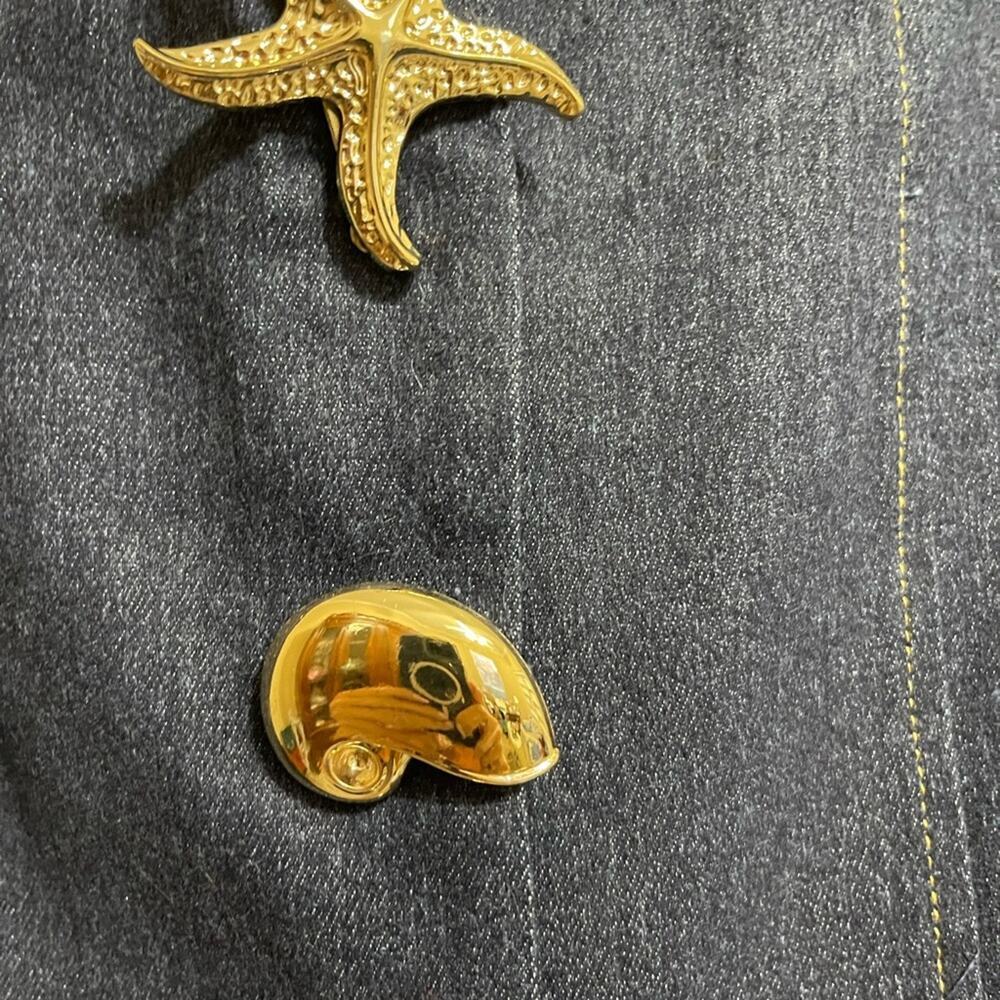 Pastel Denim Vest with Starfish and Shell Buttons