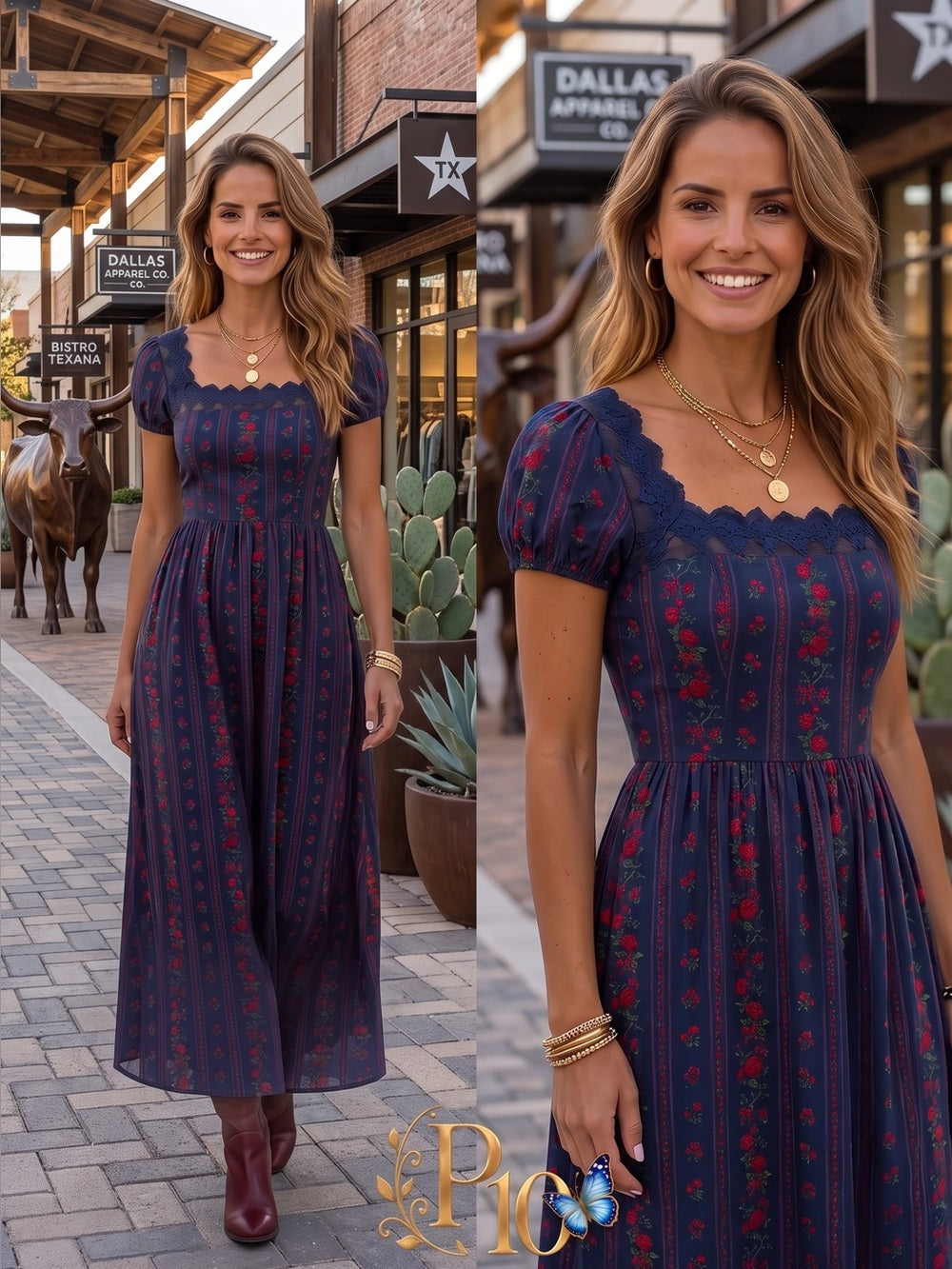 Sorella Atelier Andi Navy Floral Cotton Maxi Dress