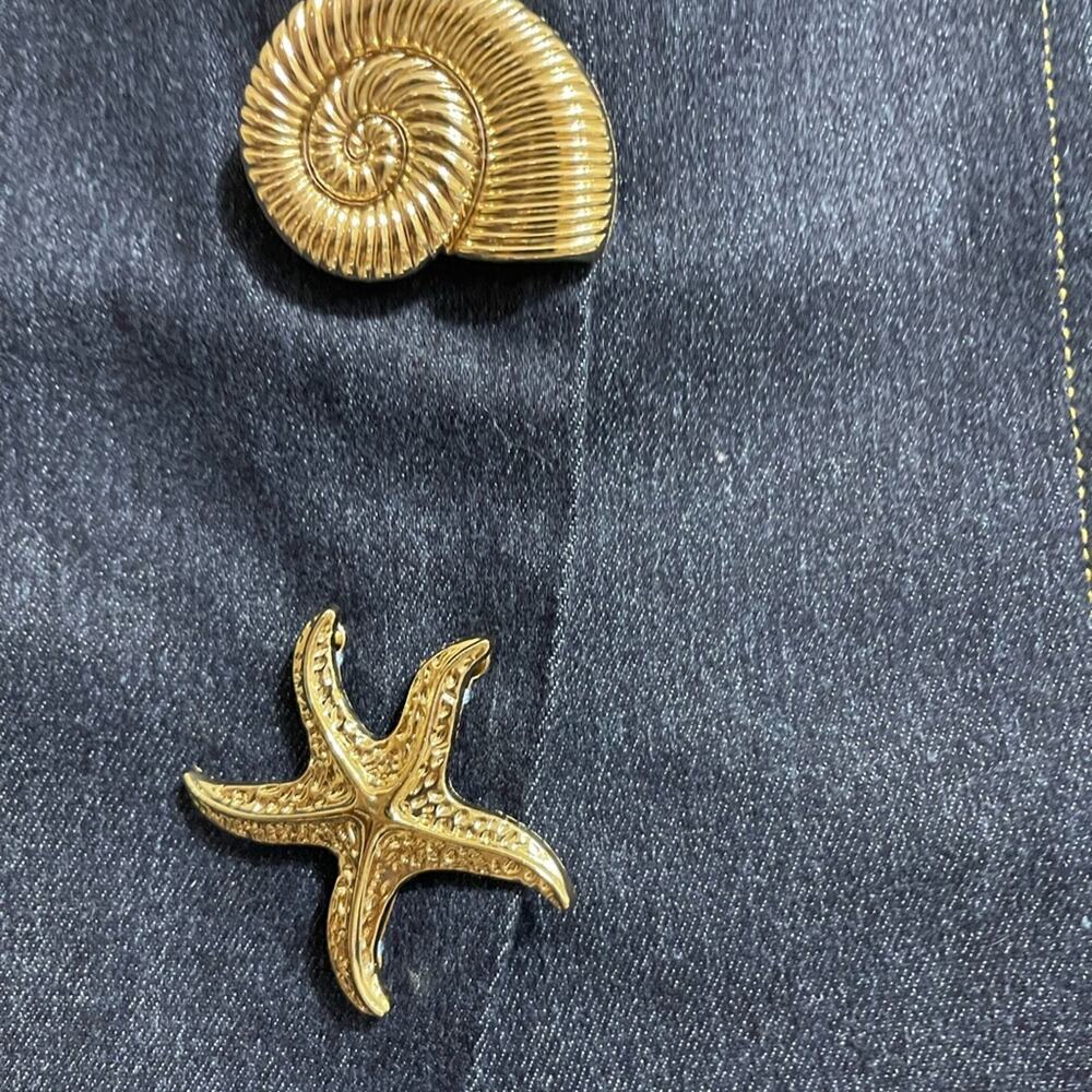 Pastel Denim Vest with Starfish and Shell Buttons