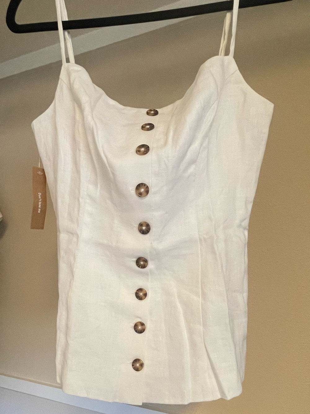 kourt Cecille White Linen Button-Front Top