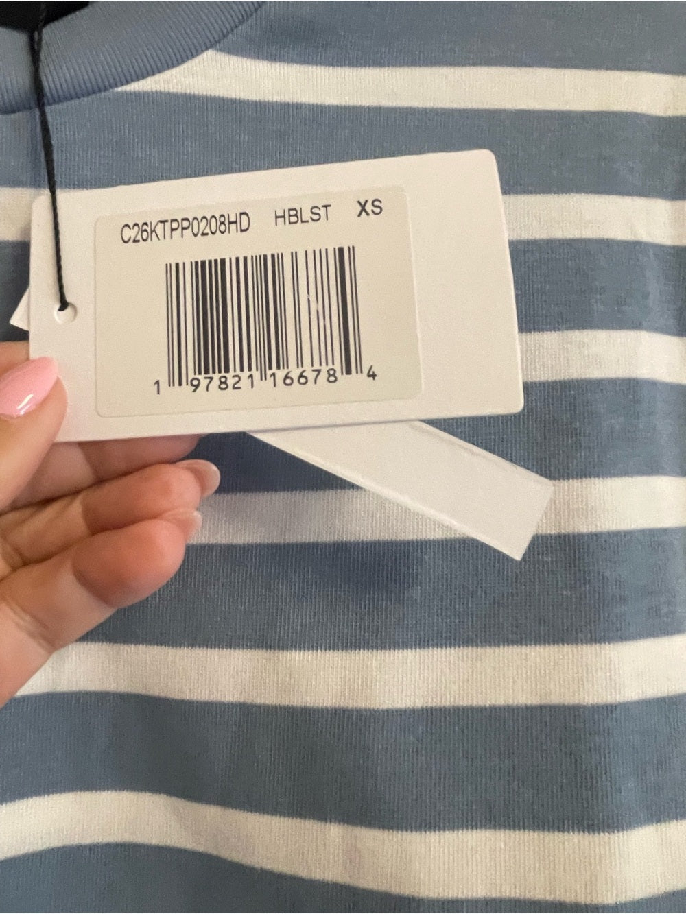Blue and White Striped Oversized Long Sleeve Top